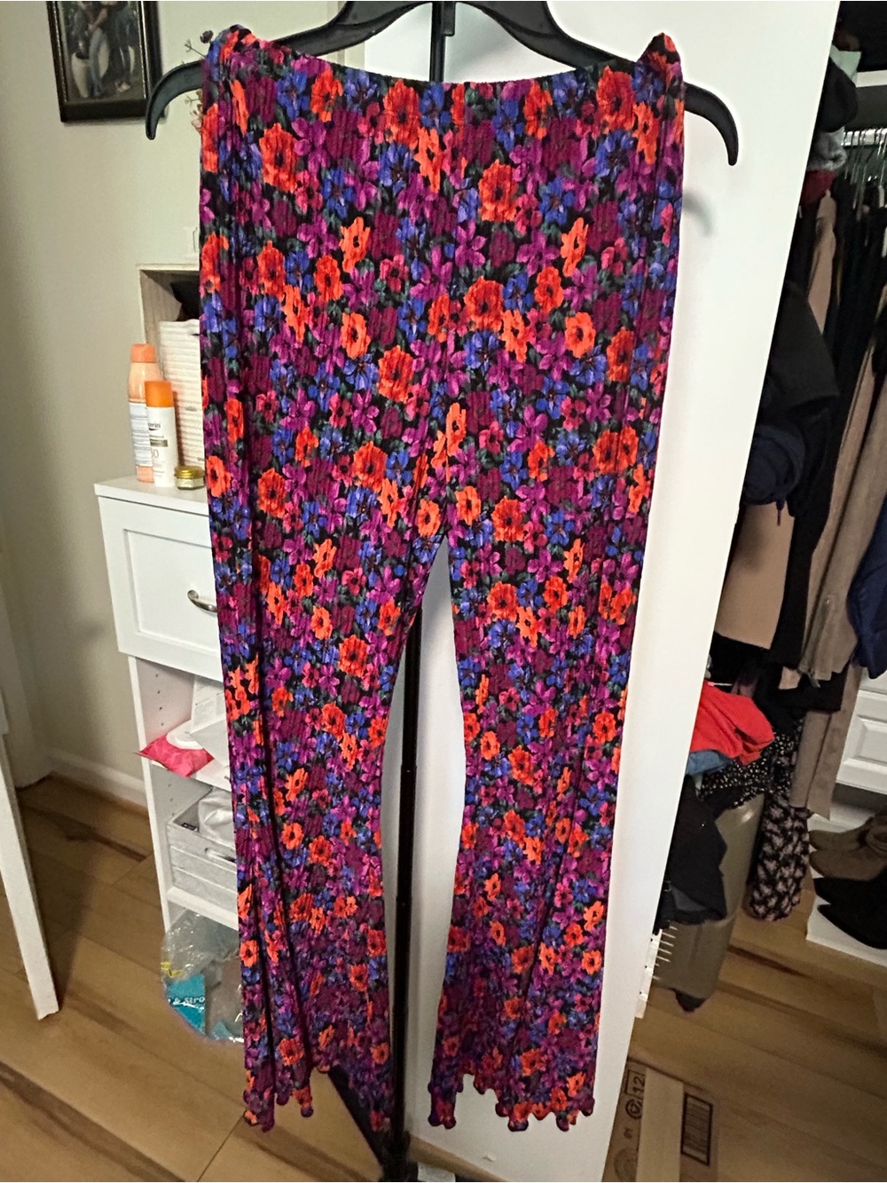 Floral Print Kids Wide-Leg Pants - Purple & Red
